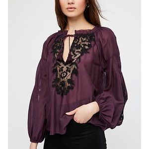 *NEW* Free People Shimla Blouse in Deep Fig